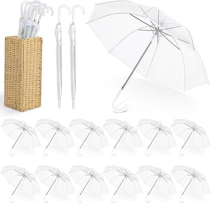 Aodaer Clear Wedding Umbrella with Foldable Storage Box Transparent Auto Open Stick Umbrellas Windproof Large Canopy Umbrella with J Hook Handle for Outdoor Activities, Wedding Photography