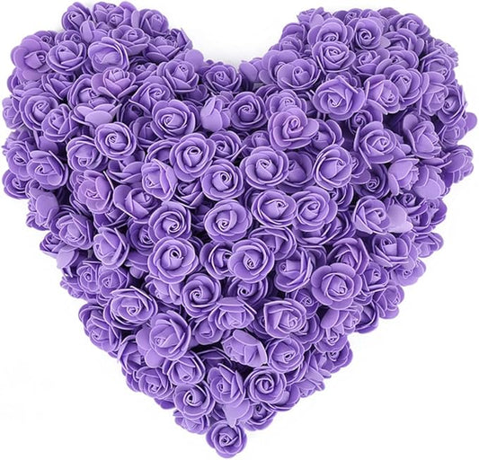 500pcs Mini Foam Rose Heads, Purple Artificial Flower Bulk Foam Rose for Crafts,DIY Wedding Bouquets Baby Shower Centerpieces Floral Arrangements Party Tables Home Decorations(Purple)