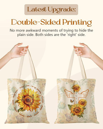 Aesthetic Tote Bag for Women- with Magnetic Buckle and Zipper Inner Pocket Cloth Cotton Canvas Tote Bags