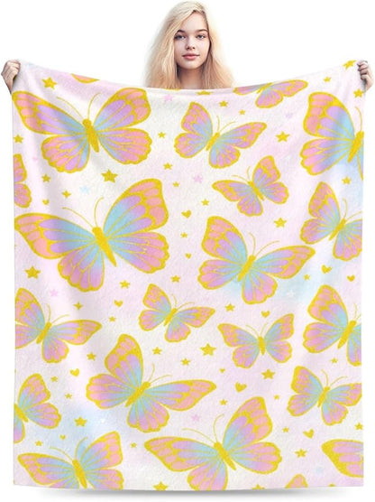Butterfly Blanket for Women Butterflies Throw Blanket Soft Cozy Fleece Fuzzy Stuffed Plush Flannel Animal Gifts for Girls Kids Adults 40''x50''