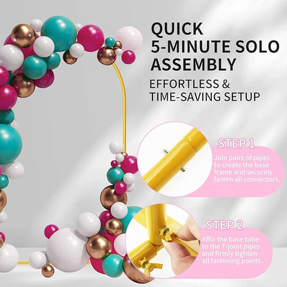 6FT Arch Backdrop Stand for Party, Wedding Arch Stand for Ceremony Birthday Party Baby Showers Photo Booth Easy Assembly Supports Flowers Balloons and Decor,Gold Short