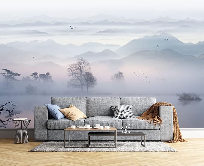 Misty Mountain Forest Wall Mural Wallpaper for Bedroom 178" x 117"