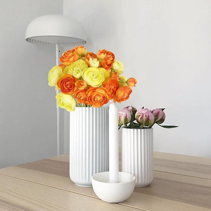 IPOPU Artificial Ranunculus Silk Flowers with Stems 12PCS Mini Fake Flowers for DIY Wedding Bouquet Bridal Shower Decorations Floral Filler Flowers Centerpieces (Orange Yellow)