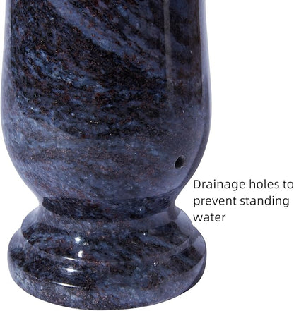 Cemetery Granite Vase for Grave, Natural Stone Heavy Headstone Flower Holder.