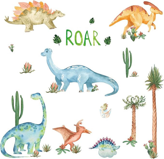 Dinosaur Wall Decals Peel and Stick Jungle Wall Decal Self Adhesive Wall Art Sticker for Boys Girls Baby Nursery Kids Room Home Dinosaur Nursery Decor