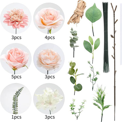 Artificial Flowers Combo, Fake Flowers for DIY Tables Centerpieces Baby Shower Bridal Shower Wedding Bouquet Arrangements Party Candle Holder Cake Decor Flower Home Decorations