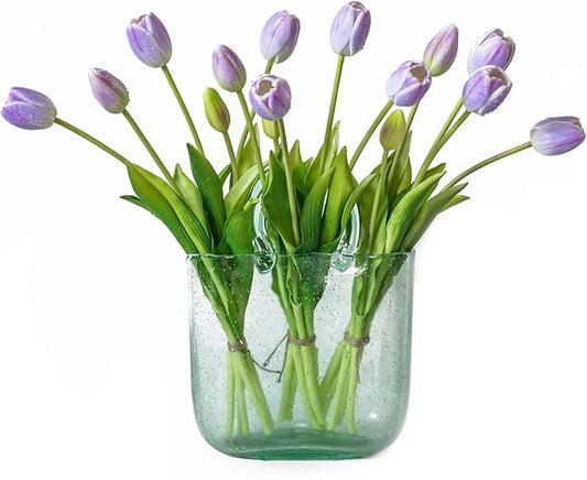 15pcs Artificial Tulips Flowers, Real Touch Latex Bouquet, Fake Tulips for Office Wedding Party Home Kitchen Garden Decoration-B Lavender