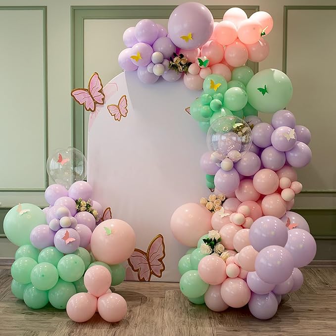 Pastel Balloons Arch Kit with DIY Daisy Flowers 156pcs Macaron Balloons Garland 16FT Balloon Chain and Flower Clips for Birthday Party Wedding Anniversary Engagement Decorations