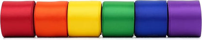 Rainbow Ribbon 1.5 Inch Double Face Satin Polyester 6 Rolls 30Yards Rainbow Colored Satin Ribbon for Wedding, Baby Shower, Birthday Party Decoration