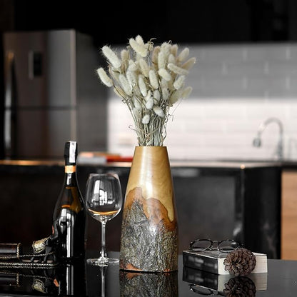 AeraVida Eco-Chic Natural Bark Decorative Mango Tree Wood Classic Flower Vase | Mango Tree Wood Flower Vase| Handmade Home Office Table Vase| Decorative for Living Room