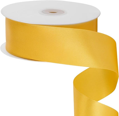 LIUYAXI 1-1/2 Inches 50 Yards Yellow Satin Ribbon, Solid Fabric Ribbon Roll for Flower Bouquets, Gift Wrapping, Wedding, Handmade Crafts