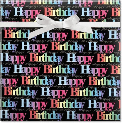 Current Rainbow Birthday Jumbo Rolled Gift Wrap (1 Giant Roll, 61 sq. ft.) Peek-Proof, For Birthdays, Graduations, Baby Showers and More