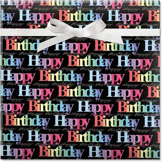 Current Rainbow Birthday Jumbo Rolled Gift Wrap (1 Giant Roll, 61 sq. ft.) Peek-Proof, For Birthdays, Graduations, Baby Showers and More