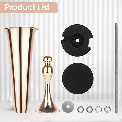 2 Set Rose Gold Vases Centerpieces for Table, Mjkeomo Trumpet Vases 21.9'' Tall Rose Gold Vase for Centerpieces, Table Centerpieces for Party Event, Christmas, Wedding, Valentine's Day