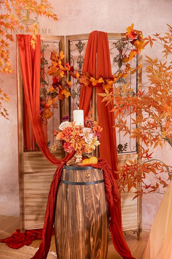 TINGE TIME Artificial Flowers Maple Red Flower Combo for DIY Autumn Wedding Bouquets Table Centerpieces Arrangements Party Baby Shower Home Fall Decorations
