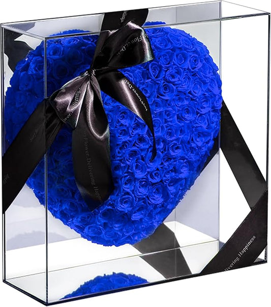JoyFlower About 140pcs Preserved Roses Gift, Real Dark Blue Eternal Roses for Mom, Long Lasting Forever Flowers with Gift Box for Women Girlfriend Wife in Valentines Mother's Day Birthday Anniversary