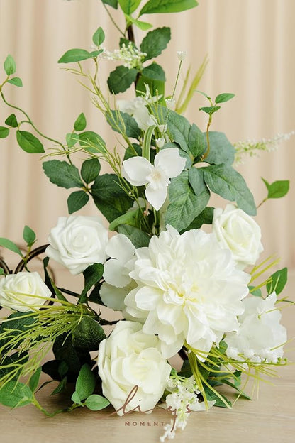Ling's Moment 2pcs Wedding Flowers Garland Artificial Floral Swag Arch Decorations Greenery Arrangements Lily of The Valley White Ceremony Reception Garden Easel Wall Entryway Outdoor NOT Include Sign