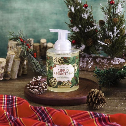 ROMIIE ZOI Christmas Foaming Hand Soap with Gift Box- Merry Christmas Design, Infused with Fresh Balsam Fir Scent -Holiday Bathroom Soap for Winter Decoration and Gifting – 500ml / 16.8oz