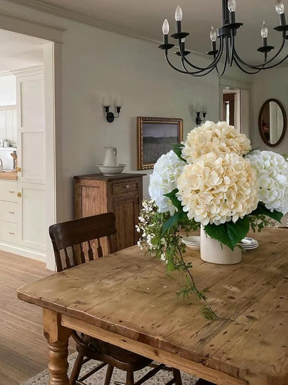 YalzoneMet 4Pcs Champagne Silk Hydrangea Artificial Flower Lifelike Big Blooms 20'' Long Stem Faux Hydrangea Flower Bouquets for Home Party Indoor Outdoor Wedding Table Centerpiece Decor