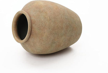 LuxenHome Rustic Ceramic Vase, 10.4" Tall Terracotta Vases with Earthy Brown Tones, Farmhouse Flower Vase for Shelf Living Room Decor, Vintage Pottery for Entry Way Table Home Decor