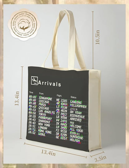 AUSVKAI Canvas Tote Bag Aesthetic for Women, Cute Reusable Bags with Pockets & Snaps for Beach Shopping College Gym Grocery