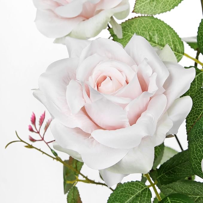 Hollyone Pink Fake Roses Artificial Flowers in Pot 23.6" Small Roses Tree Indoor Outdoor Faux Plants & Flowers Rose Silk Flowers Potted Plant Artificial Rose Floral Arrangement Desk Home Decor