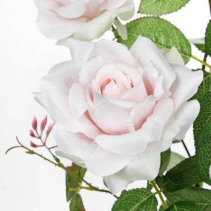 Hollyone Pink Fake Roses Artificial Flowers in Pot 23.6" Small Roses Tree Indoor Outdoor Faux Plants & Flowers Rose Silk Flowers Potted Plant Artificial Rose Floral Arrangement Desk Home Decor