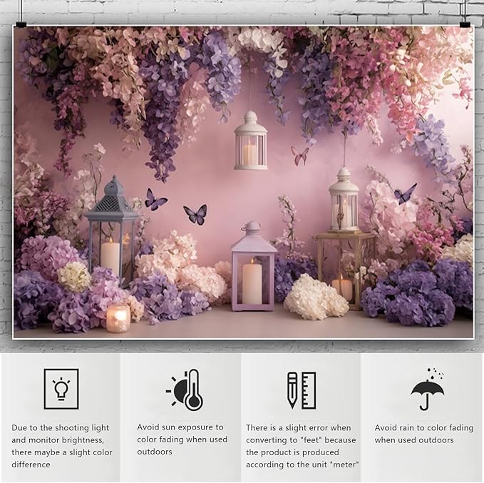 YongFoto Elegant Flower Wall Backdrop 20x10ft Floral Butterfly Candle Photography Background Baby Bridal Shower Wedding Girl Birthday Party Banner Room Decor Portrait Photoshoot Wallpaper Photo Booth