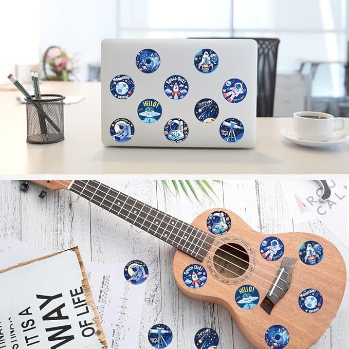1000 Pcs Outer Space Stickers Bulk 2 Roll 1 Inch Galaxy Astronaut Stickers for Kids Classroom Boys Girls School .Space Theme Classroom Decor Sticker Gift for Party Favors Book Water Bottles Laptop