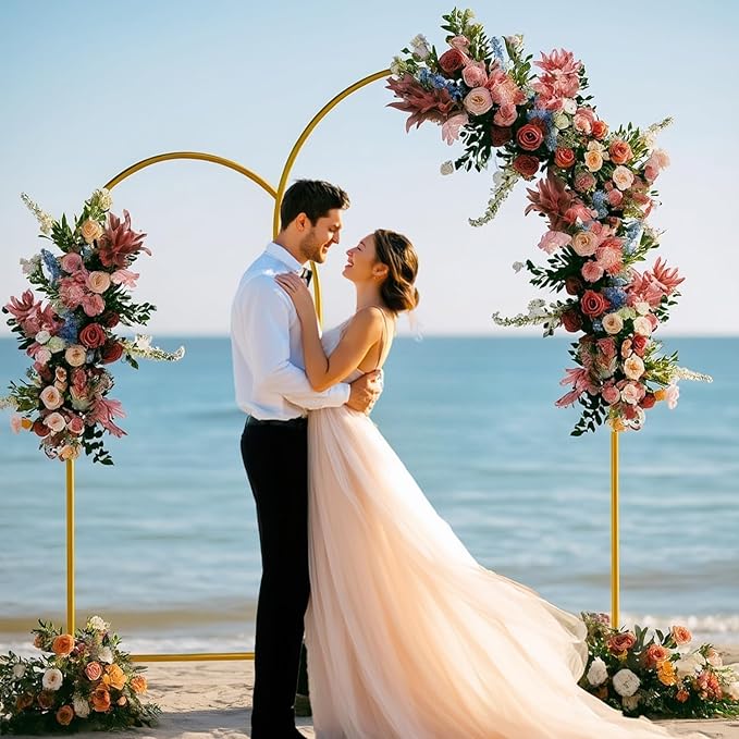 7.2FT Arch Backdrop Stand, Metal Backdrop Arch Stand, Decoration Balloon Arch Stand, Gold Wedding Arch Stand for Party Backdrop