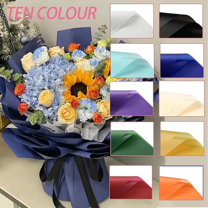DNSGOOR 548Pcs Flower Wrapping Paper Kit with 200Sheets Waterproof Bouquet Wrapping Paper Decor Crowns 3D Butterfly Bouquet Pins Ribbons for Valentines Graduation Birthday Home Party
