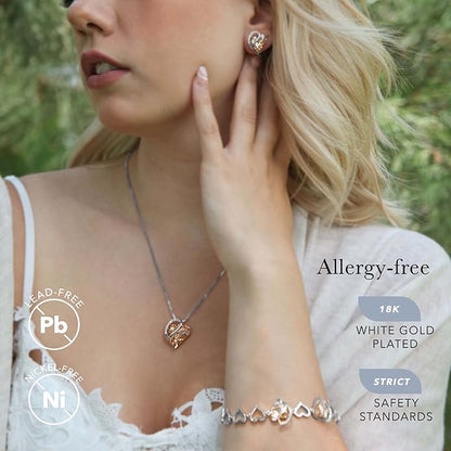 Leafael Necklaces for Women, Infinity Love Birthstone Heart Crystal Pendant, Birthday Jewelry Gifts for Her, Mom, and Wife, Silver Plated, 18 plus 2 inch Adjustable Chain