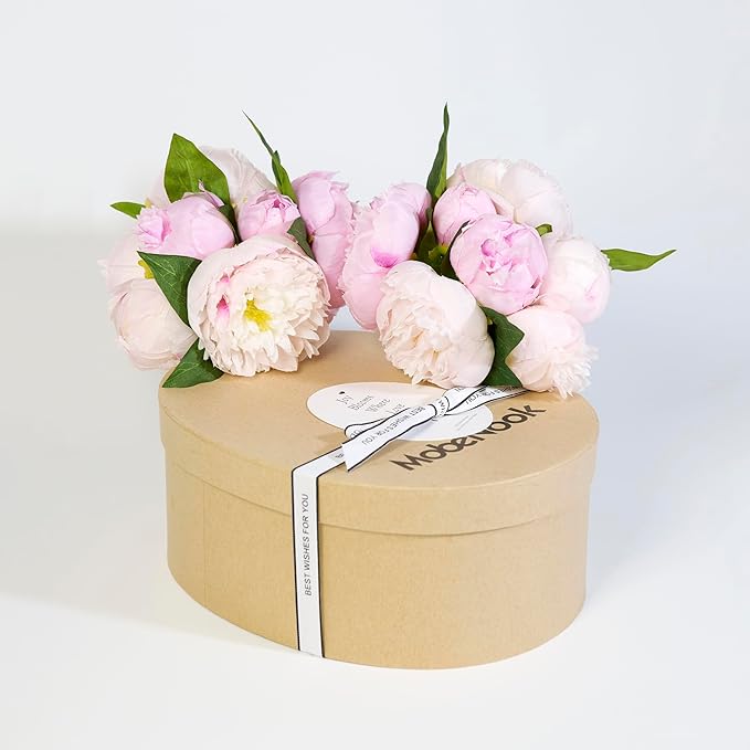 Peonies Artificial Flowers, Silk Pink Peony 2 Bouquets for Wedding, Faux Peony Flowers, Real Touch Peonies,Silk Flower Bouquet Peony Gift Box (Pink)