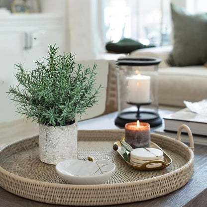 2 Pack Small Fake Plants Rosemary Potted Artificial Plants for Shelf Desk Home Kitchen Bathroom Farmhouse Room Coffee Table Decor (Green)
