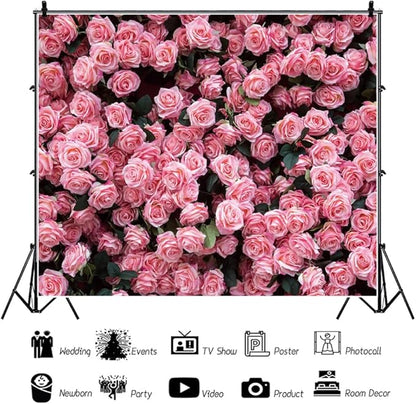 20x10ft Floral Backdrop for Party Photoshoot Pink Rose Flowers Wedding Birthday Bridal Shower Flower Wall Decorations Photography Background