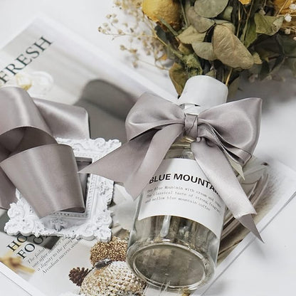 Double Face Silver Satin Ribbon 2 inch X 25 Yards Polyester Silver Ribbon for Gift Wrapping Very Suitable for Weddings Party Invitation Decorations and More