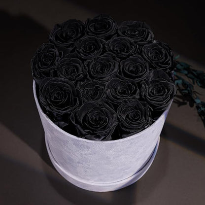 17 Flowers in a Luxury Suede Box, Birthday Gifts for Women, Preserved Flowers, Mothers Day Roses Gift for Mom, Black