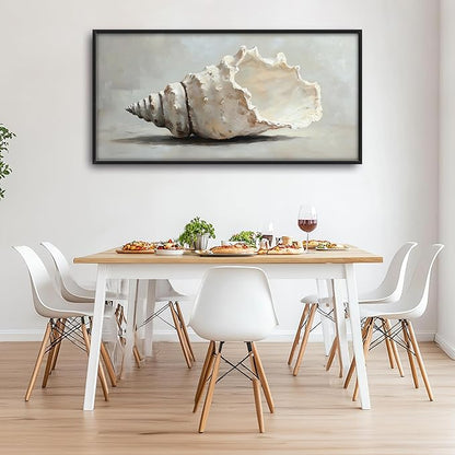 Seashell Large Decor Wall Art Framed Pictures for Living Room, Ocean Seashell Oversized Canvas Print Painting Modern Extra Large Framed Artwork for Bedroom Office Home Decor 60"x30"