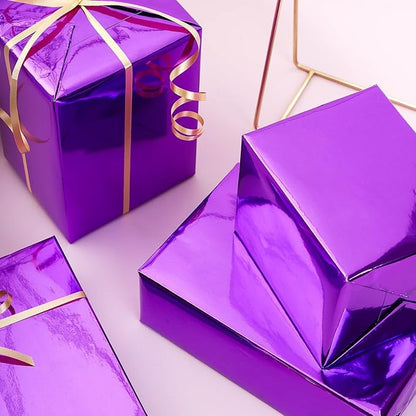 RUSPEPA Purple Metallic Wrapping Paper - Solid Color Paper Perfect for Halloween, Birthday, Christmas, Baby Shower - 17 Inches X 32.8 Feet