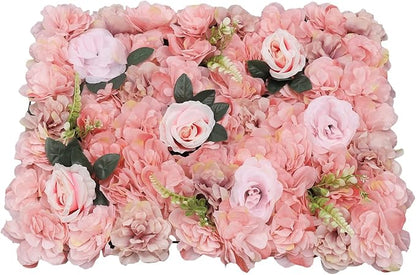 12pcs Realistic Flower Wall Background Artificial Flowers Wall Backdrop Panel 3D Silk Rose Fake Flower Wall Panel Banquet Wedding Party Decor for Any Party Decorations24x15 Inch