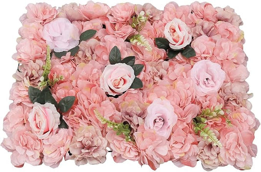 12pcs Realistic Flower Wall Background Artificial Flowers Wall Backdrop Panel 3D Silk Rose Fake Flower Wall Panel Banquet Wedding Party Decor for Any Party Decorations24x15 Inch