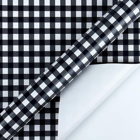 WRAPAHOLIC 30 Inch Plaid Wrapping Paper Roll - Black and White Plaid Design for Birthday, Holiday, Party, Wedding, Baby Shower Packing - 30 inch x 33 feet
