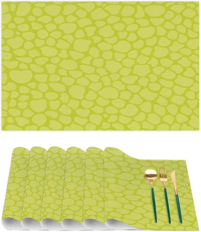 Sage Green Modern Placemats Set of 1 PVC Vinyl Non Slip Table Mats Waterproof Heat Resistant Place Mats Washable Wipeable Dining Table Mat for Kitchen Party Farmhouse Indoor Outdoor Decorative
