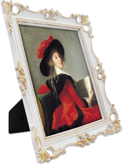 SIMON'S SHOP White Picture Frames 8x10, Vintage Photo Frames for Wall and Tabletop, Antique Style Frames for Artworks School Pictures
