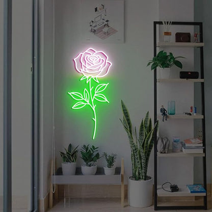 Rose Flower Neon Sign - Dimmable, Customizable Colors, Ideal Love Neon Sign & Neon Signs for Wall Decor, Perfect for Couples' Bedrooms, Wedding Spaces, Romantic Enthusiasts' Homes, Great Gift for Lovers & Romantic Style Fans
