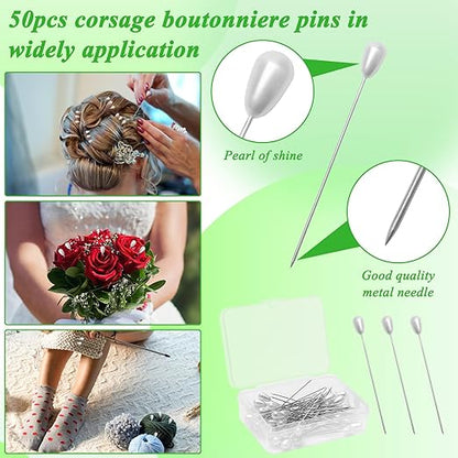 Bouquets Floral Wire Arrangement Tool Kit, COITEK DIY Bouquet Making Tools with 3P Floral Tape, 6P Elastic Pearl Wrist, Floral Wire,Flower Pin, Cutter, Ribbon for Wrist Corsages Wedding Decor