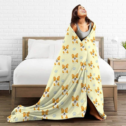Corgi Blanket Cute Corgi Dog Throw Blanket Puppy Soft Cozy Fleece Fuzzy Stuffed Plush Flannel Gifts for Girls Women Boys Kids Adults 50"X60"