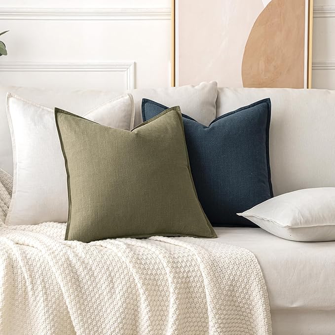 MIULEE Decorative Linen Lumbar Pillow Covers 12x20 Inch Cream White Boho Farmhouse Neutral Christmas Couch Throw Pillows for Bed Pack of 2 Accent Modern Pillowcase Sofa Livingroom Home Decor
