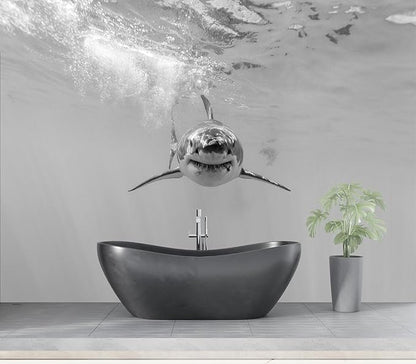 Eierme-Ferocious Great White Shark Mural Wallpaper Peel and Stick 90" x 67"