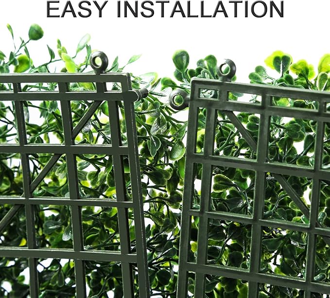 Sunnyglade 12 Pieces 20"x 20" Artificial Boxwood Panels Topiary Hedge Plant, Privacy Hedge Screen Sun Protected Suitable for Outdoor, Indoor, Garden, Fence, Backyard and Decor (12PCS)